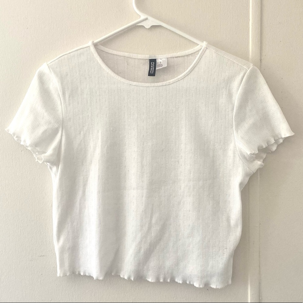 White ruffled top